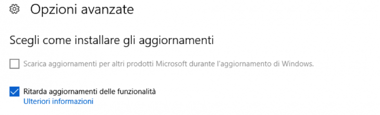 Opzioni Avanzate - Windows Update