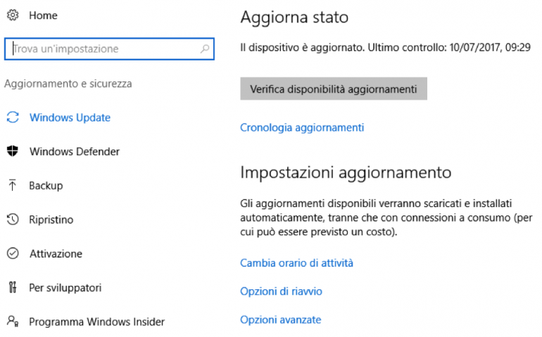 Aggiornamenti Windows