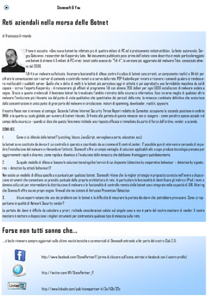 Reti aziendali nella morsa delle Botnet Stonesoft: Reti aziendali nella morsa delle Botnet