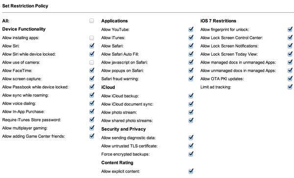 sicurezza dati ipad - mobile policy